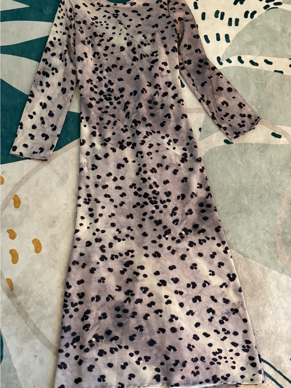 Trendyol Taupe Long Sleeve Speckled Midi Dress